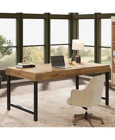 Tribesigns 55" Industrial Executive Desk, Rustic Simple Computer Laptop Desk, Study Writing Table Business Workstation