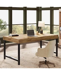 Tribesigns 55" Industrial Executive Desk, Rustic Simple Computer Laptop Desk, Study Writing Table Business Workstation