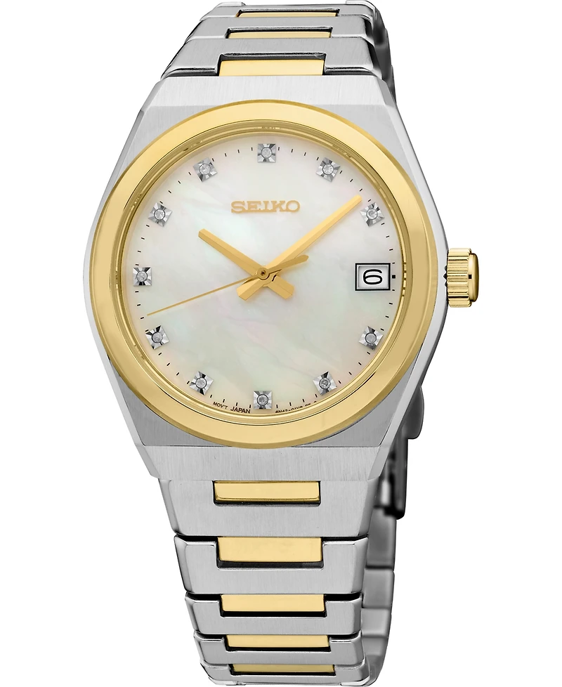 Seiko Women's Diamonds Quartz Silver Stainless Steel Watch, 34mm