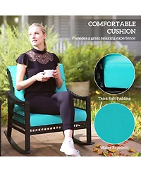 Outsunny 3 Pieces Rat Rocking Chair Set, Outdoor Rocker Chair,