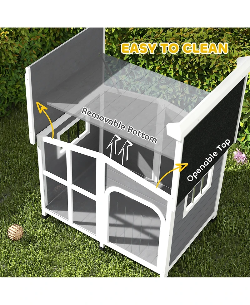 PawHut Giant Window Wooden Dog House for Large Dogs, Outdoor & Indoor Use