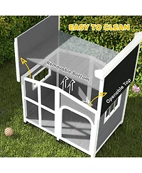 PawHut Giant Window Wooden Dog House for Large Dogs, Outdoor & Indoor Use