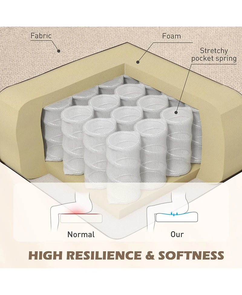 Homcom Accent Chair Button-Tufted Armchair with Wingback Round Arms