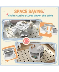 Qaba 5 Piece Kids Table and Chairs Set with Storage for Activities, Gray