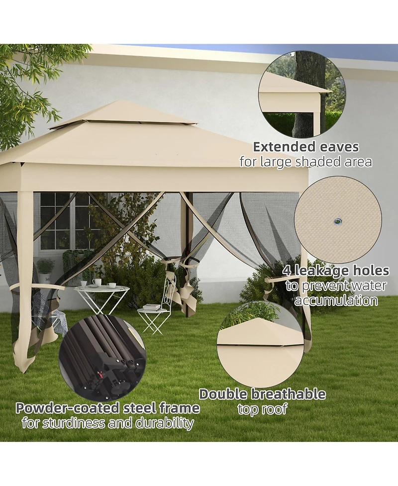 Outsunny 11' x Pop-Up Gazebo Canopy with Carrying Bag