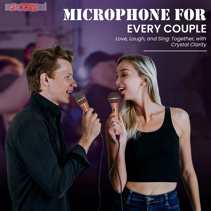 5 Core Dynamic Microphone Handheld Cardioid Pair Xlr Wired Professional Couple Mic for Duet Karaoke