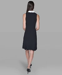 Karl Lagerfeld Paris Women's Point Collar Sleeveless Dress