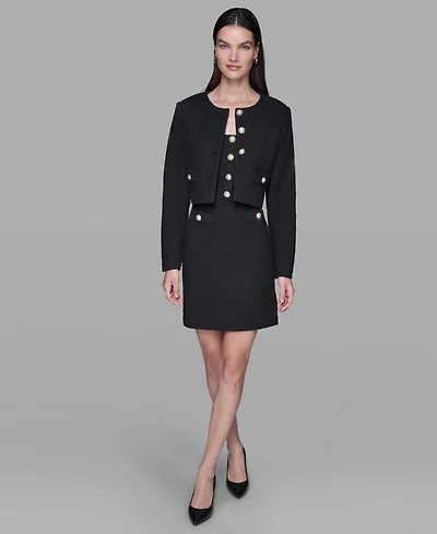 Karl Lagerfeld Paris Women's Long-Sleeve Knit Dress with Tweed Jacket