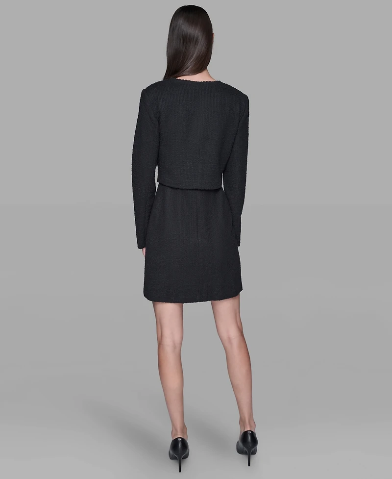 Karl Lagerfeld Paris Women's Long-Sleeve Knit Dress with Tweed Jacket