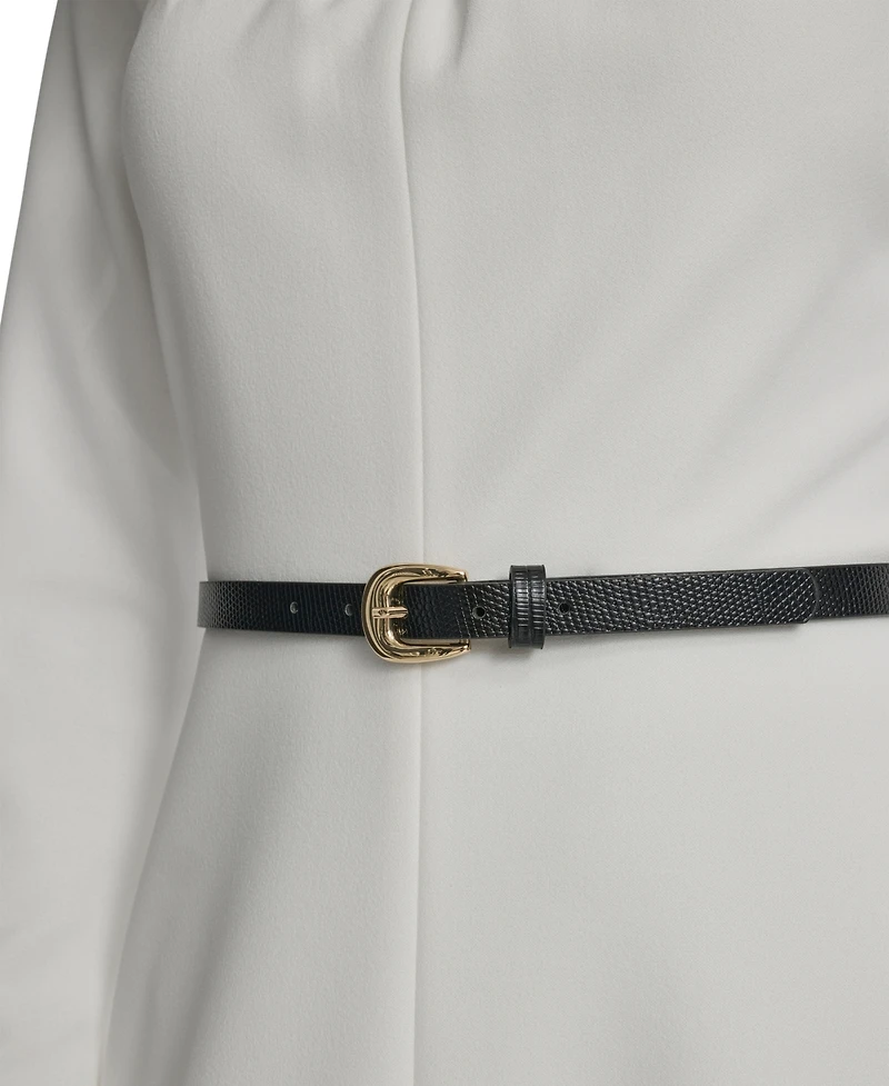 Calvin Klein Women's Belted Bell Sleeve Crewneck Dress