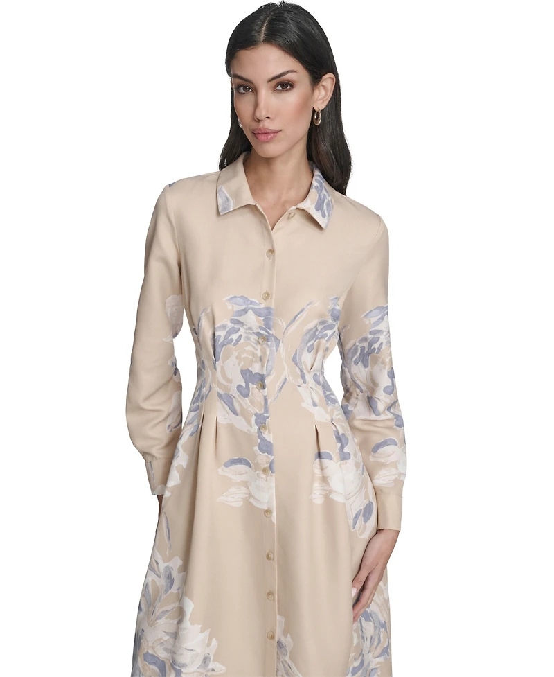 Calvin Klein Women's Printed Collar Shirt Dress