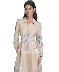 Calvin Klein Women's Printed Collar Shirt Dress