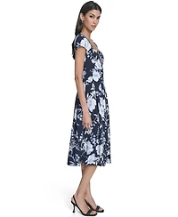 Calvin Klein Women's Floral Print Square Neck Dress