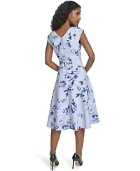 Calvin Klein Women's Printed Fit and Flare V-Neck Dress