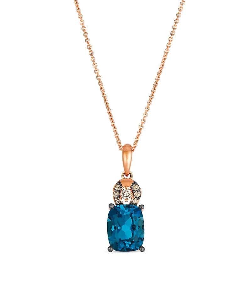 Le Vian London Blue Topaz (2.25 ct. t.w.), Vanilla and Chocolate Diamonds Pendant Necklace (0.12 ct. t.w.) in 14k Strawberry Gold