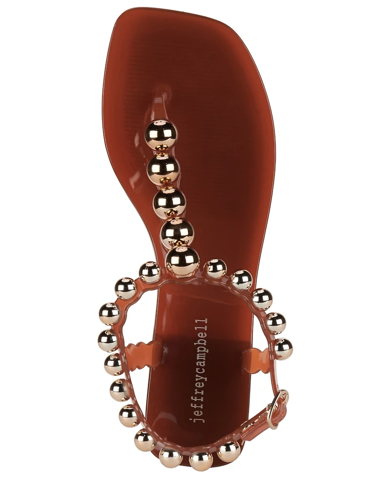 Jeffrey Campbell Women's Plated Studded T-Strap Jelly Sandals