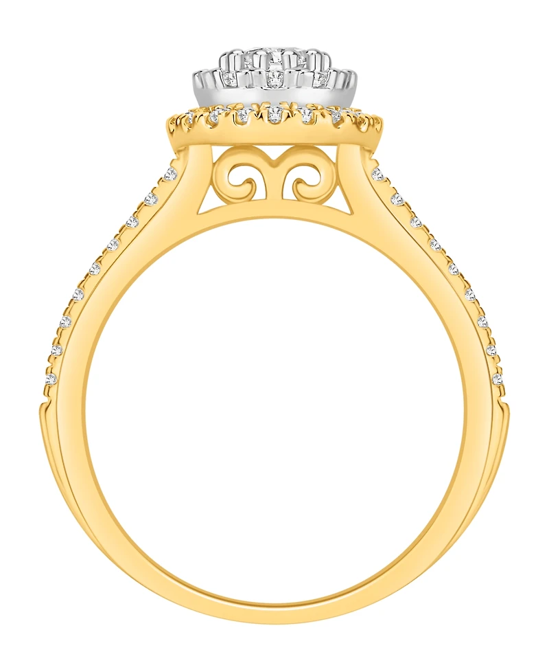 Macy's Diamond Halo Cluster Engagement Ring (1/2 ct. t.w.) in 14k Yellow Gold