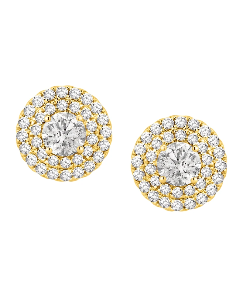 Macy's Diamond Halo Stud Earrings (1-1/3 ct. t.w.) in 14k Yellow Gold