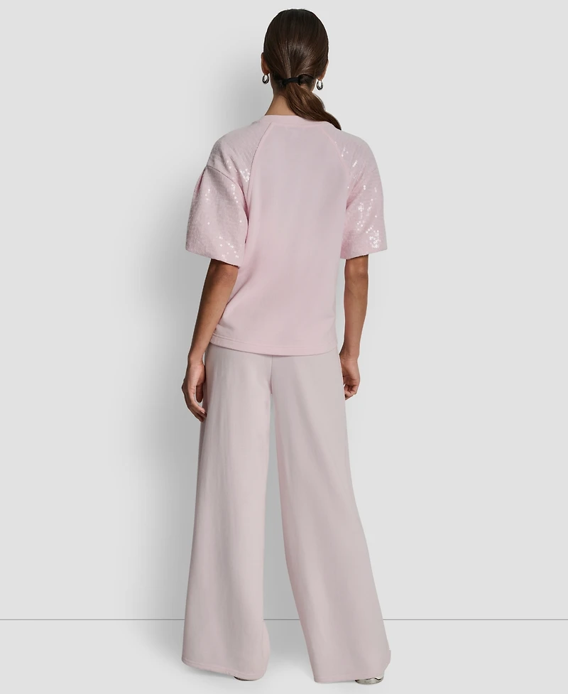 Dkny Jeans Petite Sequin Puff-Sleeve Sweatshirt