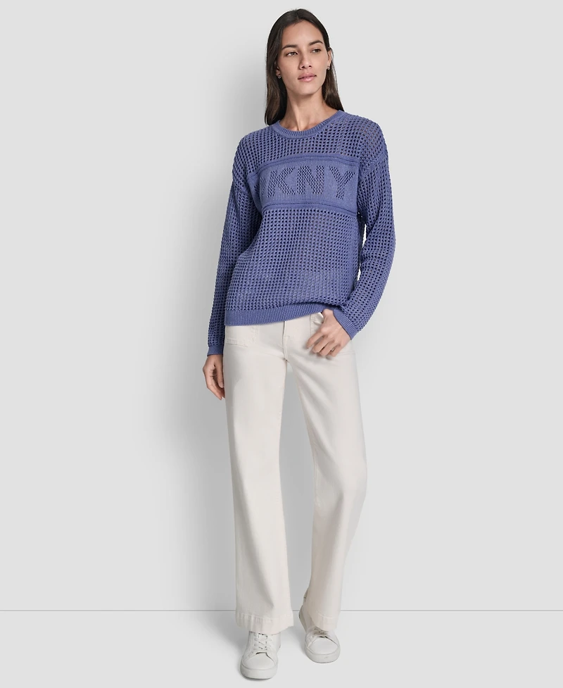 Dkny Jeans Petite Long-Sleeve Crewneck Sweater