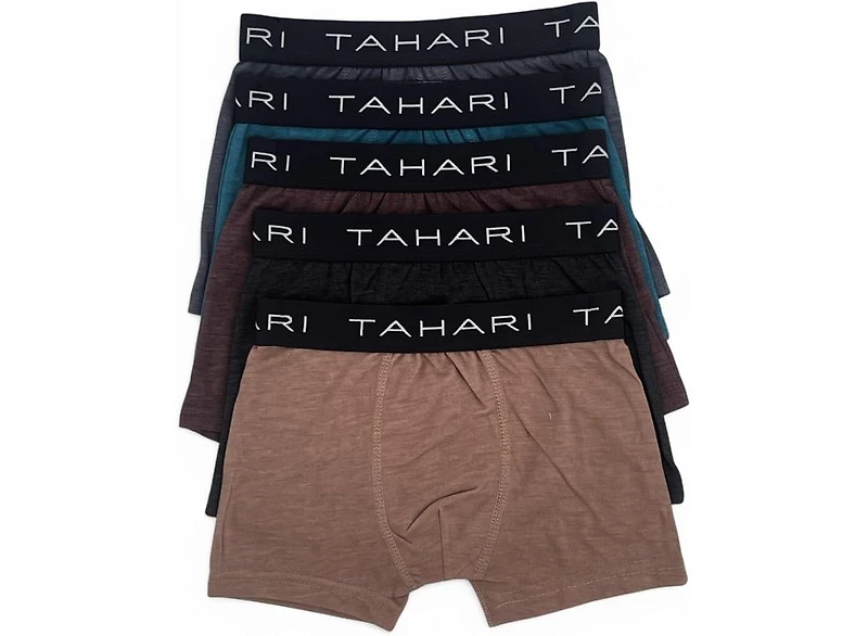 Tahari Boys 5-Pack Solid Color Cotton Boxer Briefs with Logo Waistband