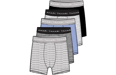Tahari Boys 5-Pack Solid Color Cotton Boxer Briefs with Logo Waistband