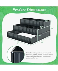 Sugift Heavy-Duty Metal Outdoor 3-Tier Raised Garden Bed Planter Box