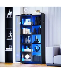 Vlsrka Wine Bar Storage Cabinet with Led Lights