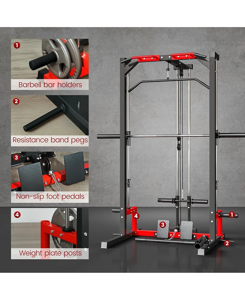 Soozier Smith Machine, Multi-Function Power Cage with Lat Pull Down System