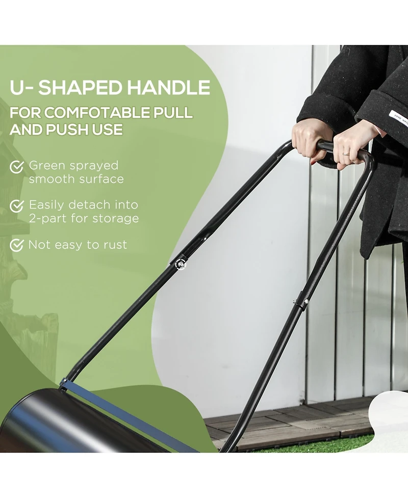 Outsunny 46L Lawn Roller, Push/Tow Behind Sod Roller with U Shaped Handle