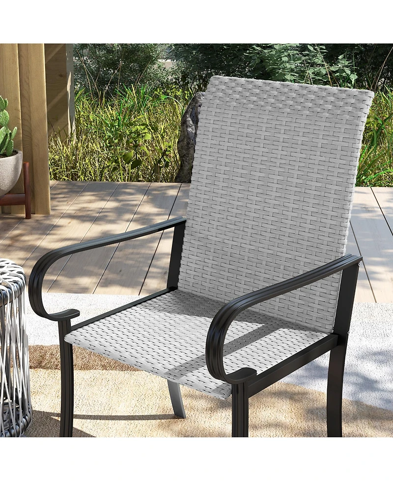 Outsunny Set of 2 Outdoor Wicker Dining Chairs with Armrests,
