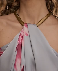 Donna Karan New York Women's Printed Twist Neck Coil Halter Top