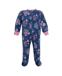 Hudson Baby Girls Fleece Sleep and Play, Blue Butterfly Floral, 0-3 Months
