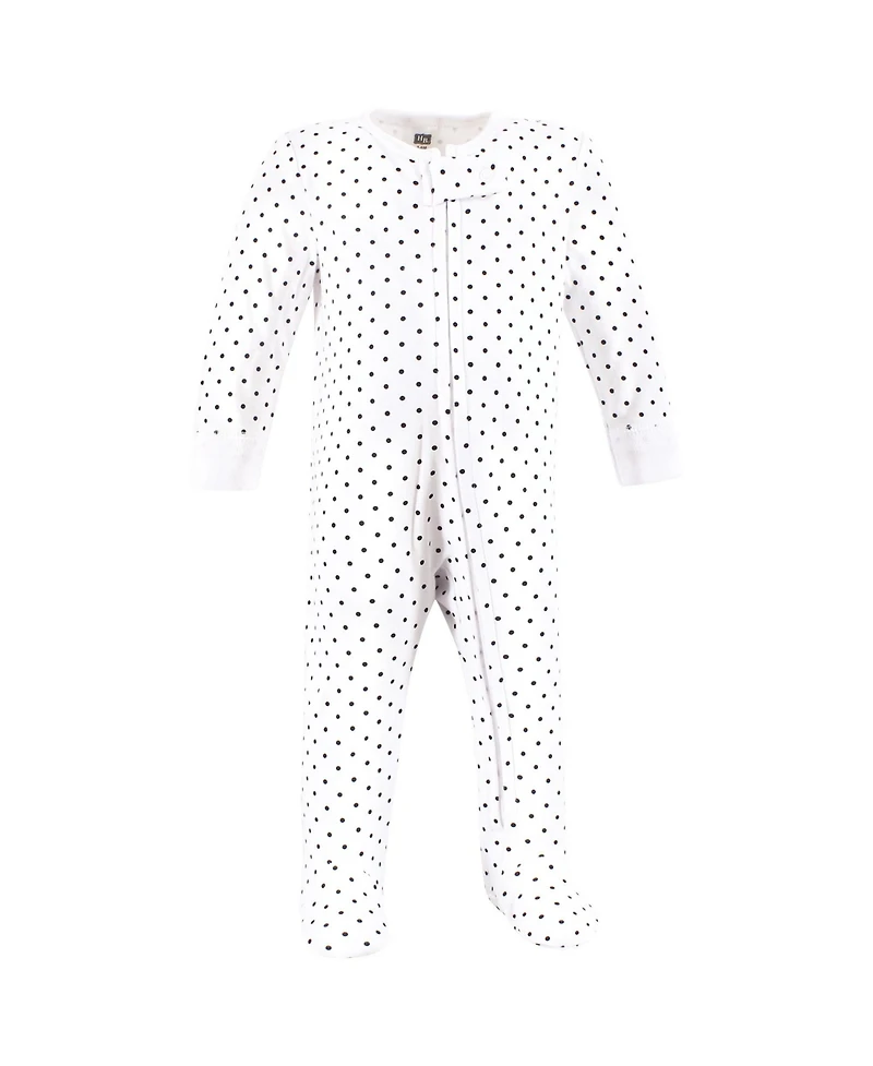 Hudson Baby Girls Cotton Sleep and Play, Pink Bows, 0-3 Months