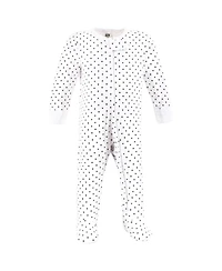 Hudson Baby Girls Cotton Sleep and Play, Pink Bows, 0-3 Months