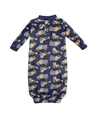 Hudson Baby Baby Boys Hudson Fleece Gowns, Construction Trucks, 0-6 Months