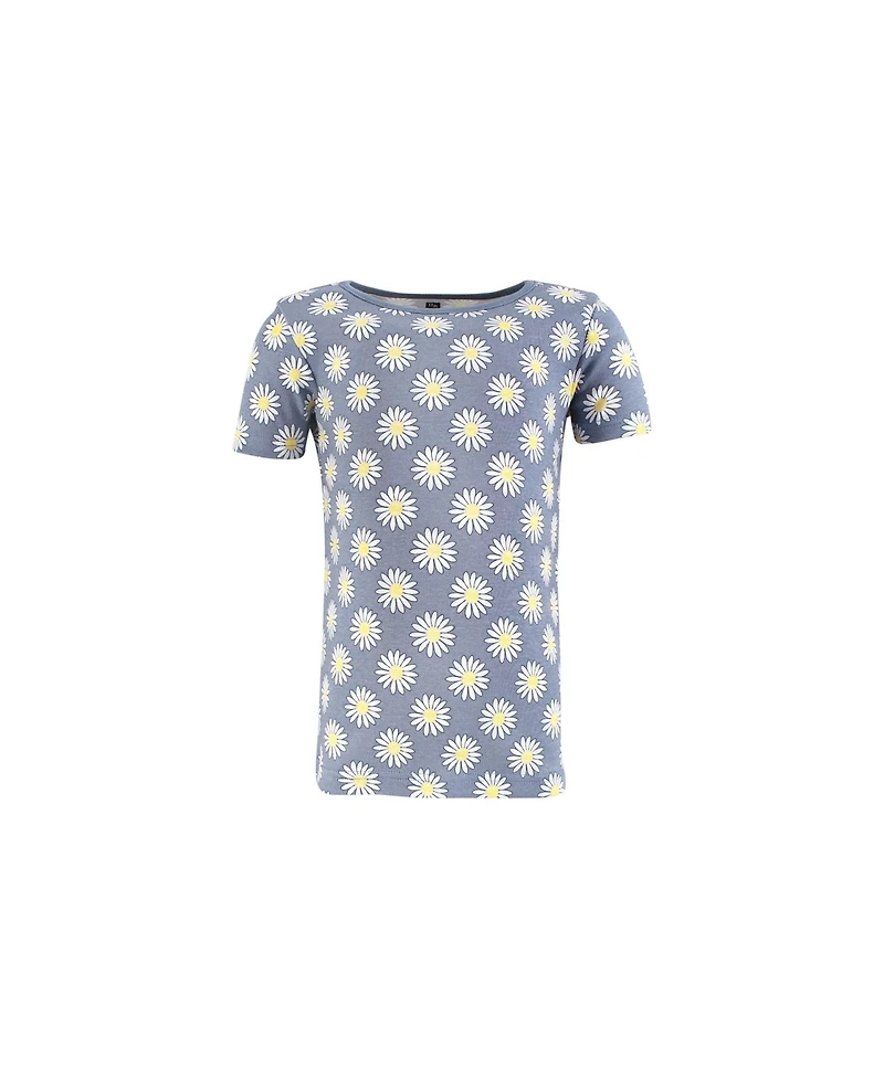 Hudson Baby Infant Girls Cotton Pajama Set, Blue Daisy, 6 Years