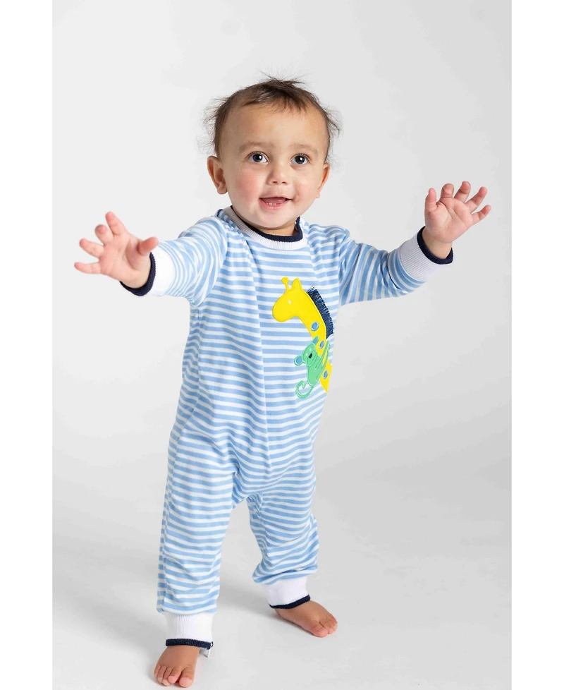 Florence Eiseman Baby Boys One Piece & Suits Sets Stripe Knit Longall With Giraffe And Monkey