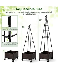 Costway 1 Pcs Raised Garden Bed with Plant Box & Obelisk Trellis Lockable Wheels Cage Planter