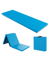 Sugift 6 x 2 Ft Tri-Fold Gym Mat with Handles and Removable Zippered Cover-Blue