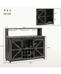 Homcom Bar Cabinet with Lights Wine Bar Cabinet Distressed