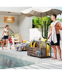 Outsunny Pool Float Storage with Wheels, Pool Caddy, Light