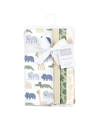Hudson Baby Cotton Flannel Burp Cloths -Pack, Wild Leaf Safari
