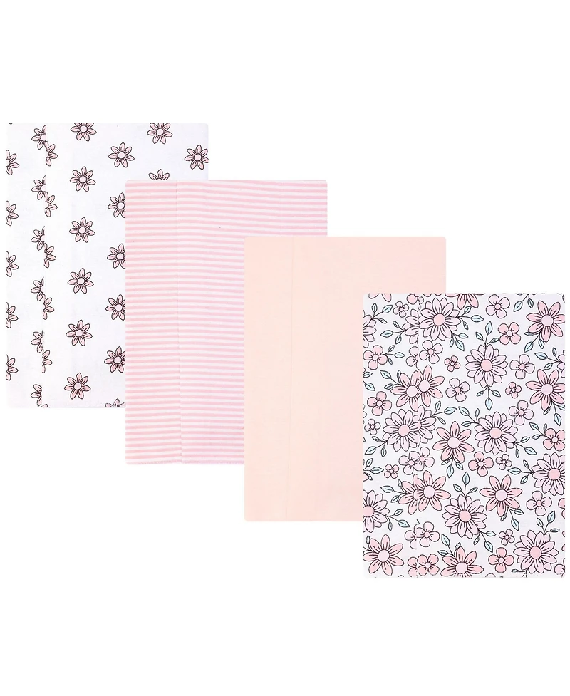 Hudson Baby Infant Girls Cotton Flannel Burp Cloths -Pack, Pink Mint Floral