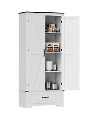Homcom 72" Farmhouse Pantry Cabinet, Kitchen Pantry Cabinet