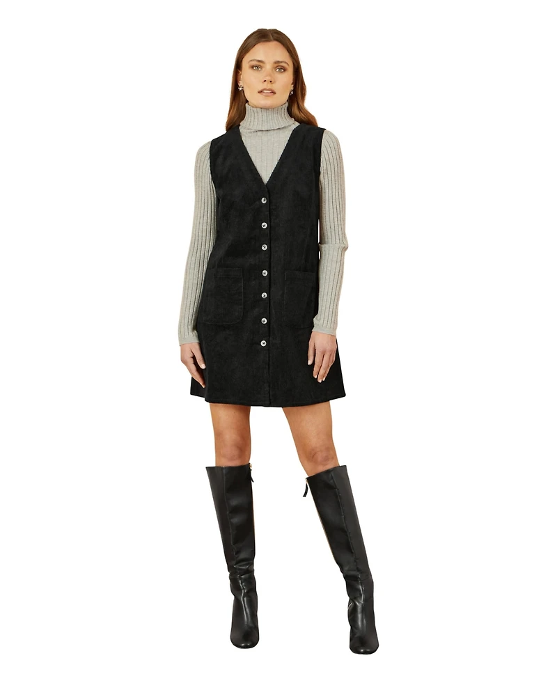 Yumi Women's Cord Tunic Dress With Pockets