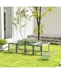 PawHut Large Wooden Rabbit Hutch Small Animal Habitat Enclosure