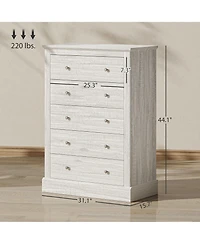 Homcom wood construction features five spacious drawers for organized bedroom storage, designed as a functional dresser