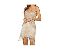 Lara Women's Short Beaded Fringe Dress