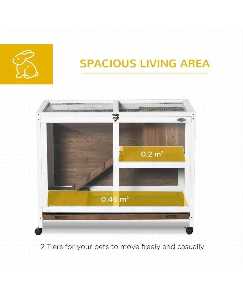 PawHut Small Rabbit Cage, Desk and Side Table Sized, Waterproof